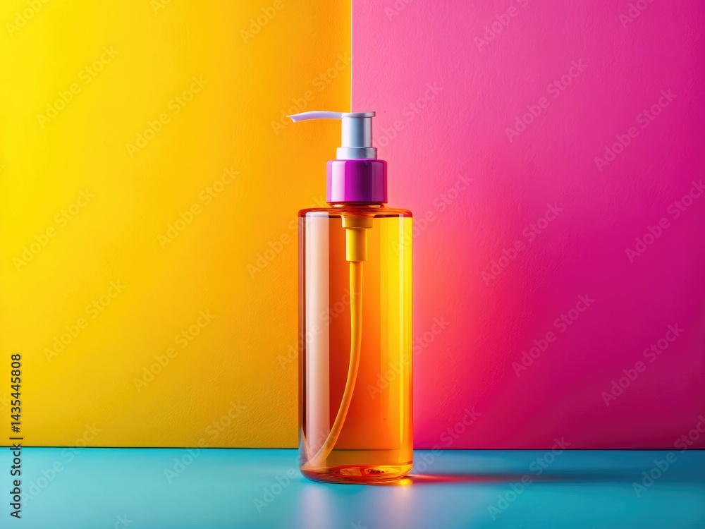 Naklejka premium Eco-Friendly Cleansing Oil Bottle, Sustainable Beauty Product, Flat Lay Photography, Minimalist Design, Product Photography