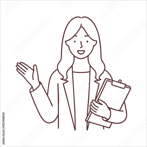 material of a woman in a suit who guides with a smile   style vector design illustrations.