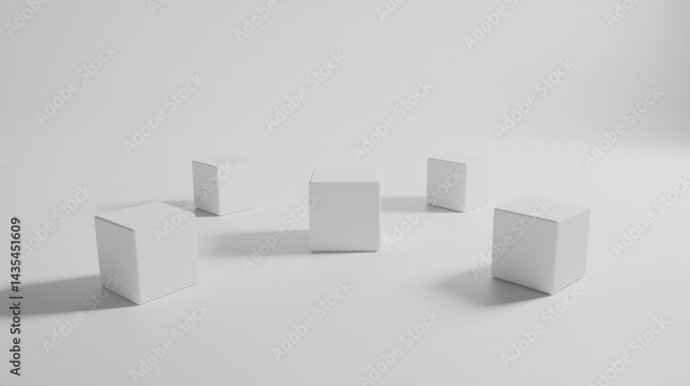 Fototapeta premium A 3D rendering of a white cube with a shadow.