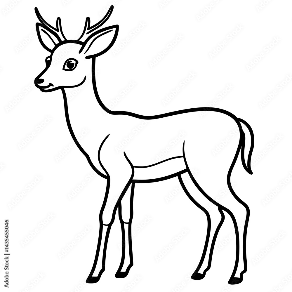 Fototapeta premium Deer vector illustration line art and white background