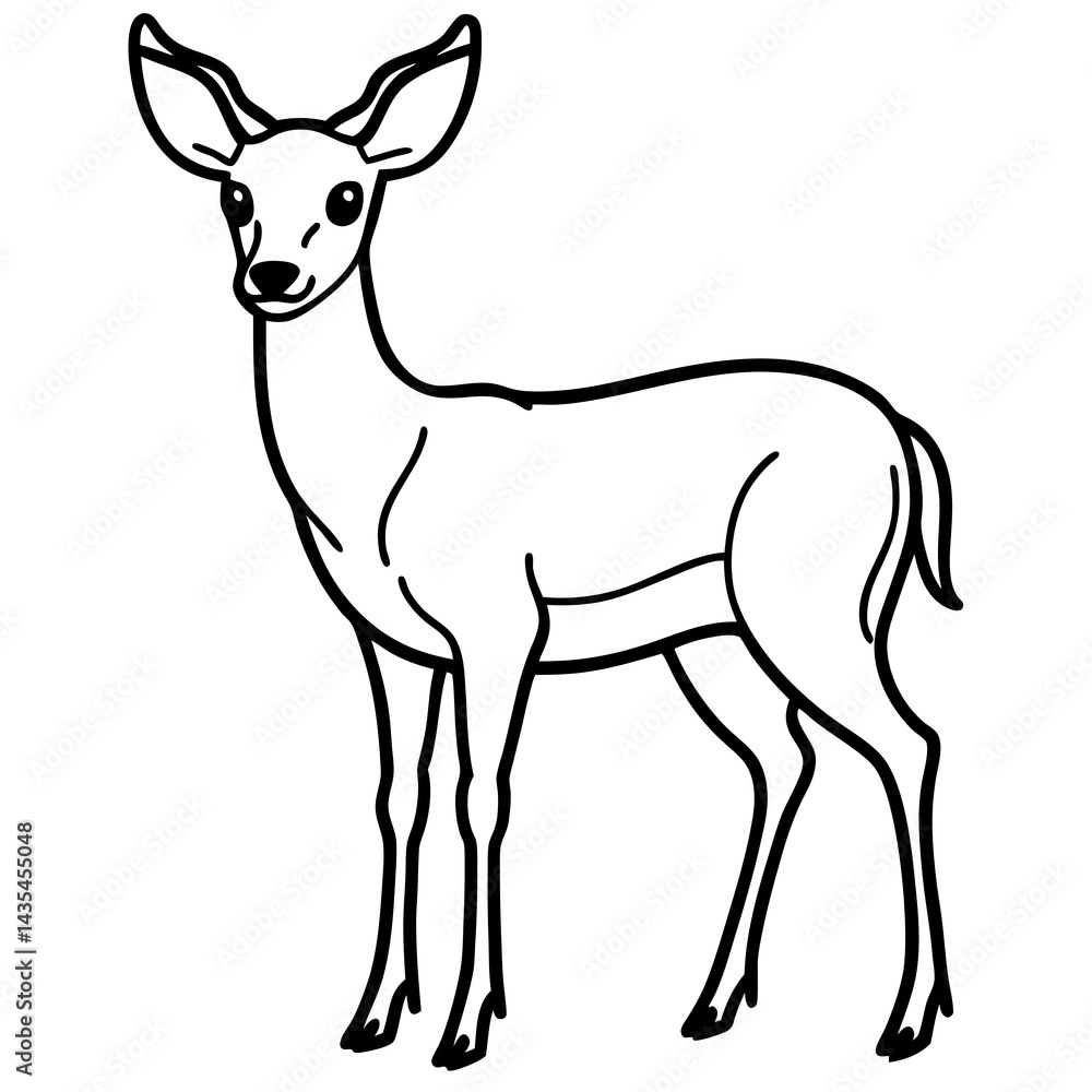 Deer vector illustration line art and white background Deer vector illustration line art and white background