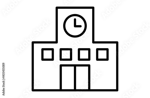 学校、校舎のシンプルアイコンベクターイラスト