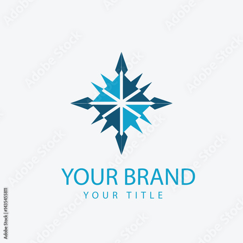 Navigation Logo - Blue Compass Star Symbol, Direction Guidance, Travel and Adventure Brand Identity

