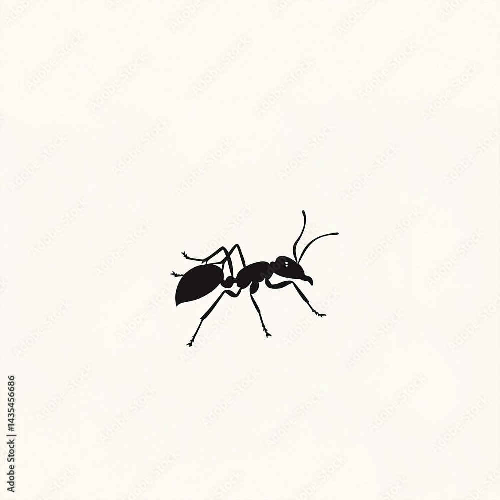 Naklejka premium Ant Silhouette Vector Illustration on a Clean White Background