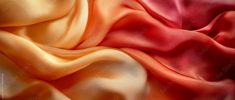 Fototapeta premium Flowing silk fabric in sunset colors