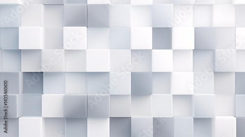 Gray and white square gradient mosaic background with cubic box shapes and futuristic geometric visual style.

