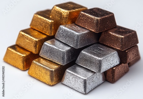 Wallpaper Mural Award-Winning Stock Photo of Gold and Silver Ingots on White Background Torontodigital.ca