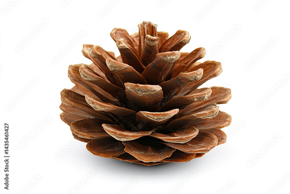 A single, closed brown pine cone isolated on white A single, closed brown pine cone isolated on white