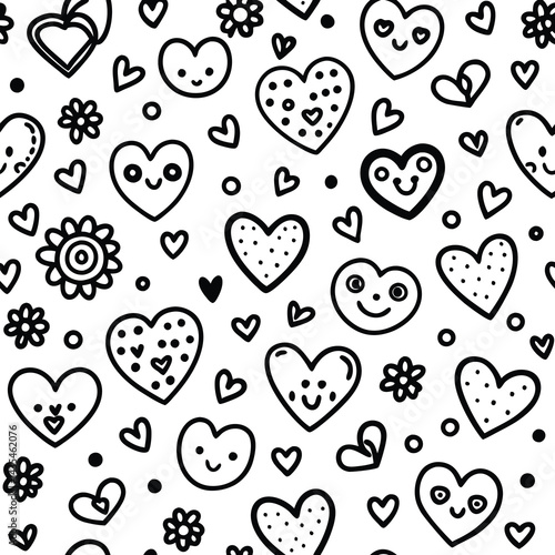 Cute heart and flower pattern