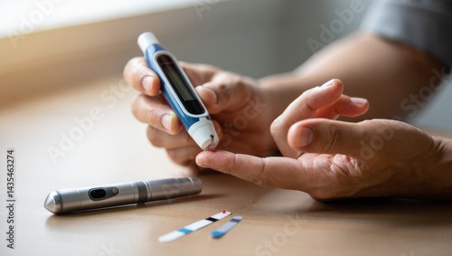 Close-Up of Diabetes Self-Monitoring and Insulin Injection – AI Generated Medical