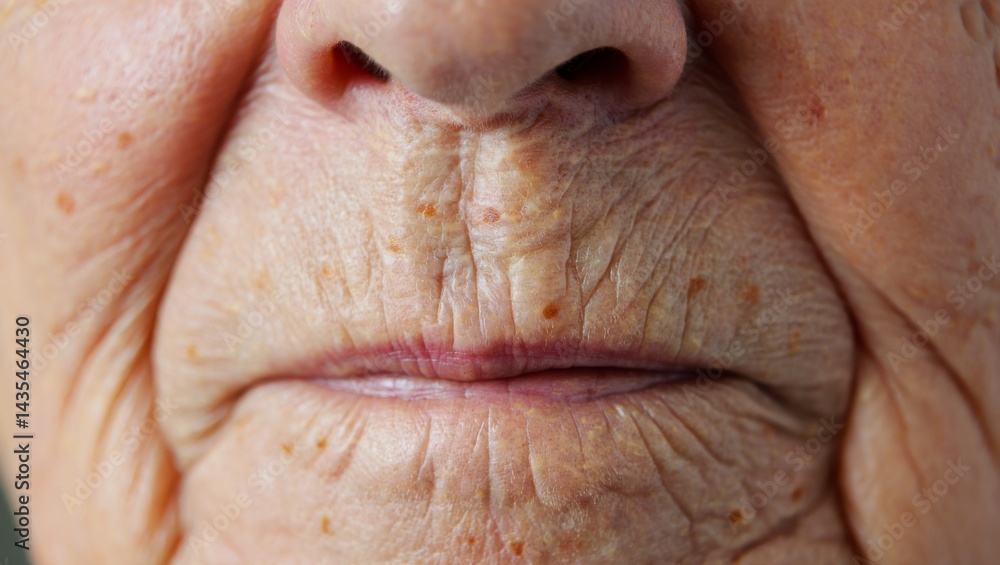 Macro Texture of Aging Human Skin with Wrinkles and Age Spots — AI Generated Macro Texture of Aging Human Skin with Wrinkles and Age Spots — AI Generated