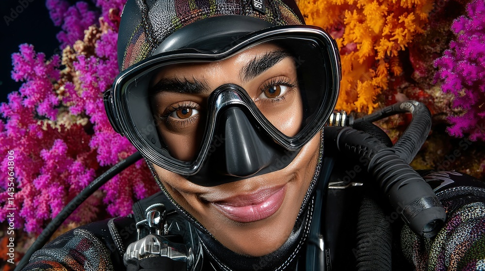 Snorkeling above tropical reef, business, one, dj