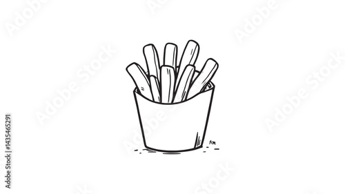 French fries levitate line art creative visual representation of food