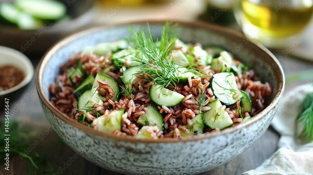 Delicious Red Rice Salad with Cucumber and Dill Delicious Red Rice Salad with Cucumber and Dill