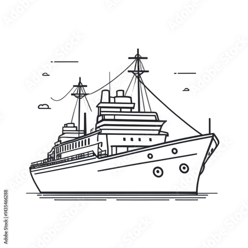 Cruise Ship Silhouette Vector – Luxury Ocean Liner Icons for Travel and Tourism Design
