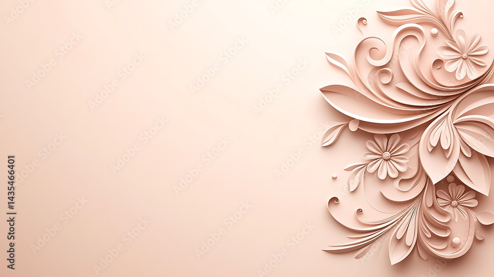 Peach Floral Paper Art Background. Peach Floral Paper Art Background.