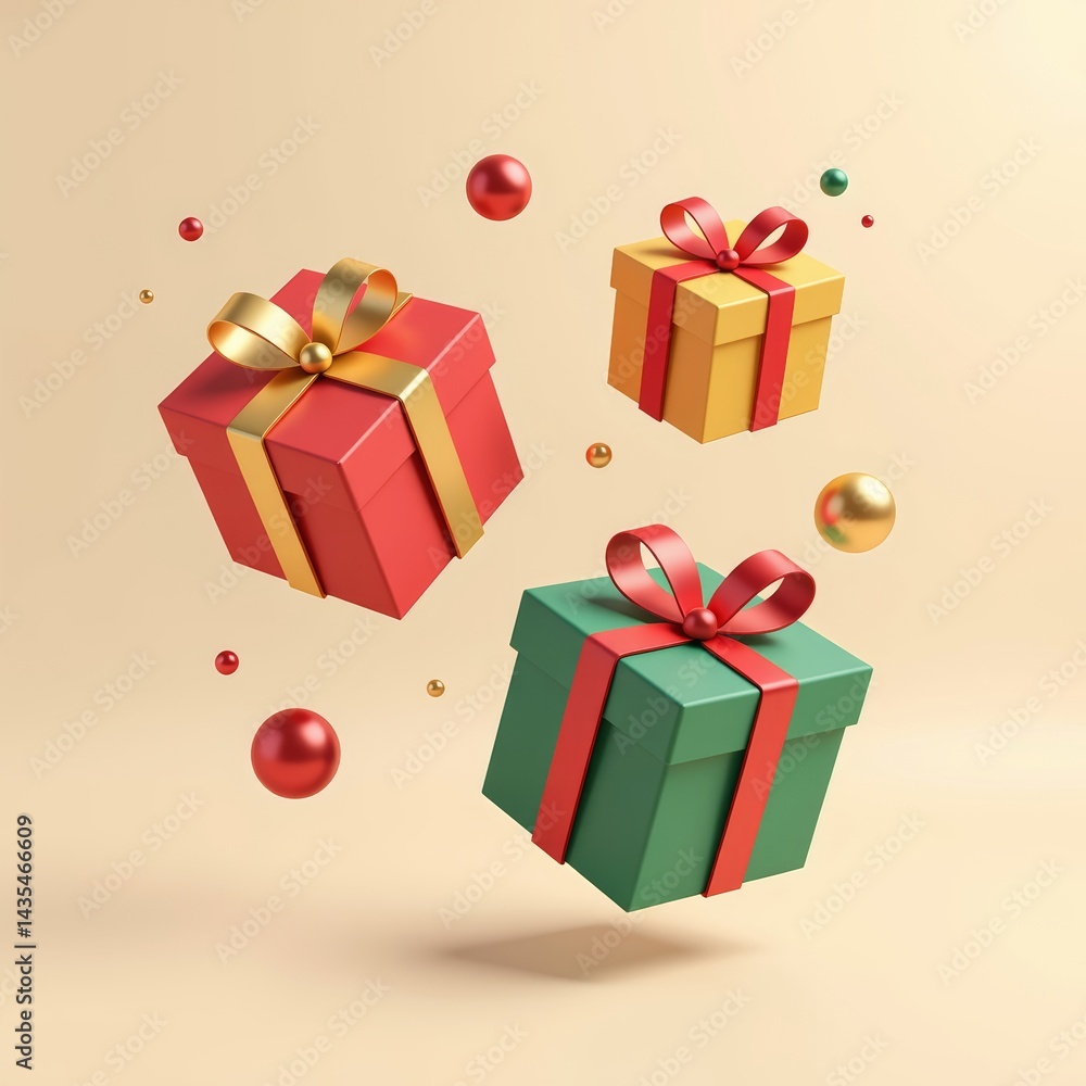 Fototapeta premium christmas gift boxes with ribbon