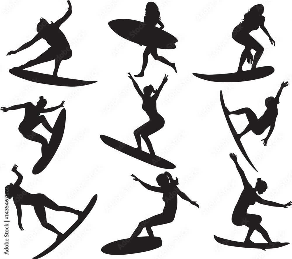 Obraz premium Female Surfers, Surfer Girl, Beach Summer