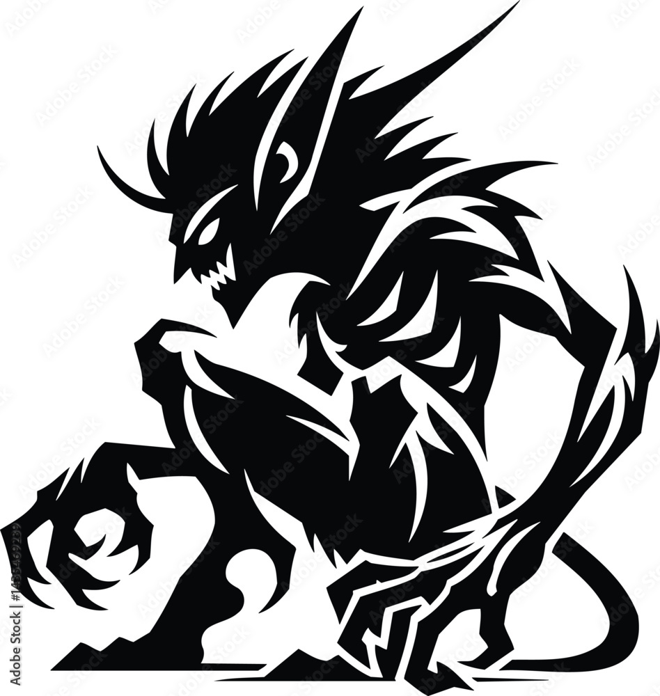 custom made wallpaper toronto digitalIsolated tribal style goblin silhouette vector graphic