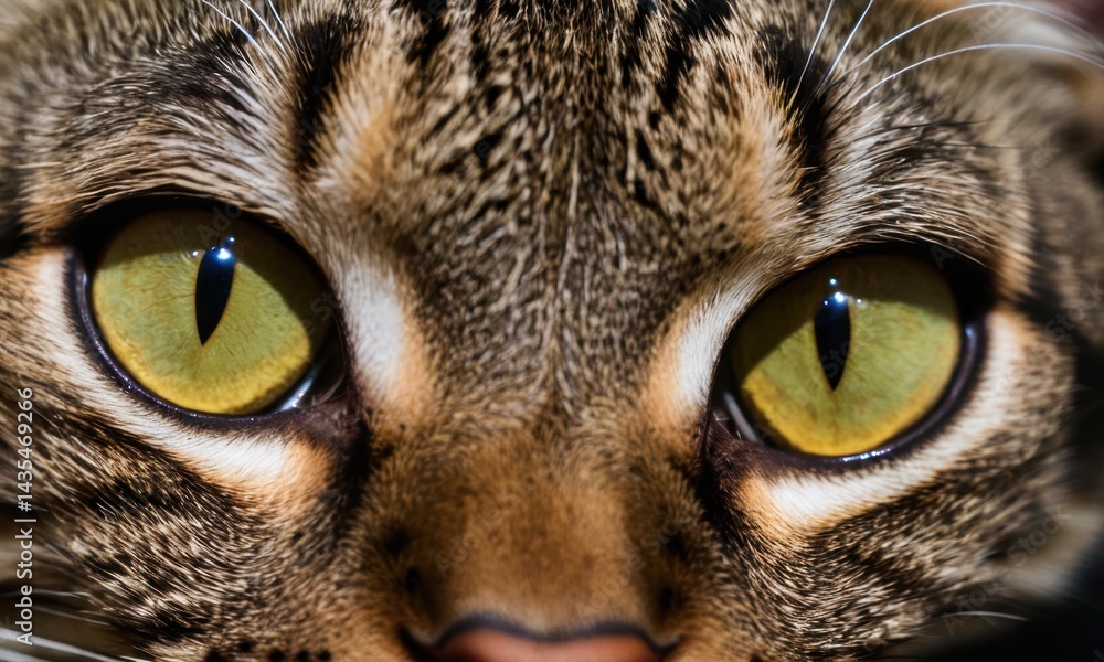 Close-up photo of a cat's face with bright yellow eyes, perfect for pet-related or whimsical designs