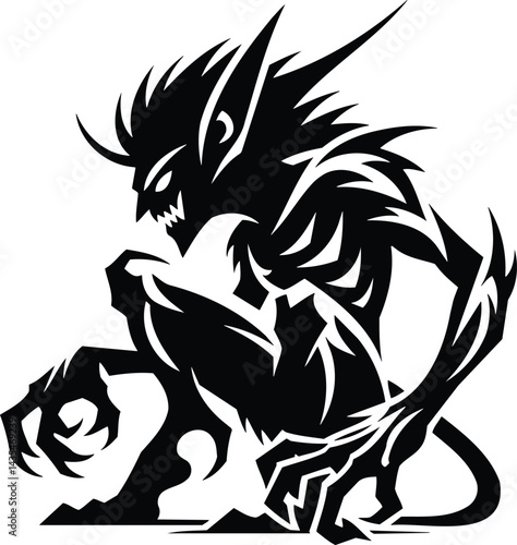 Wallpaper Mural Isolated tribal style goblin silhouette vector graphic Torontodigital.ca