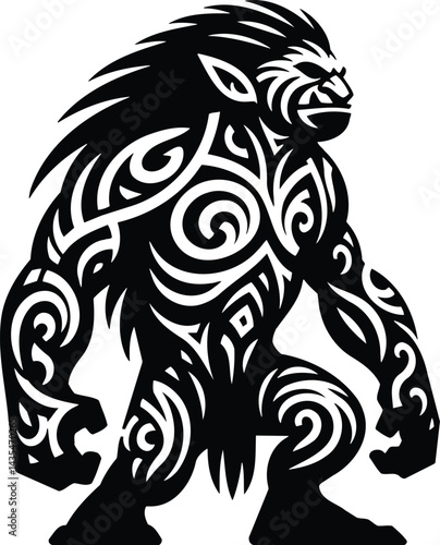 Tribal art mythological troll silhouette