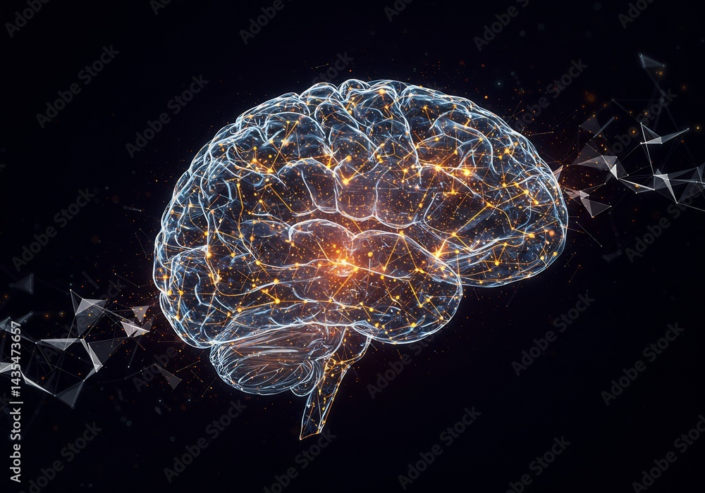 Obraz premium Glowing Abstract Brain Network Digital Art