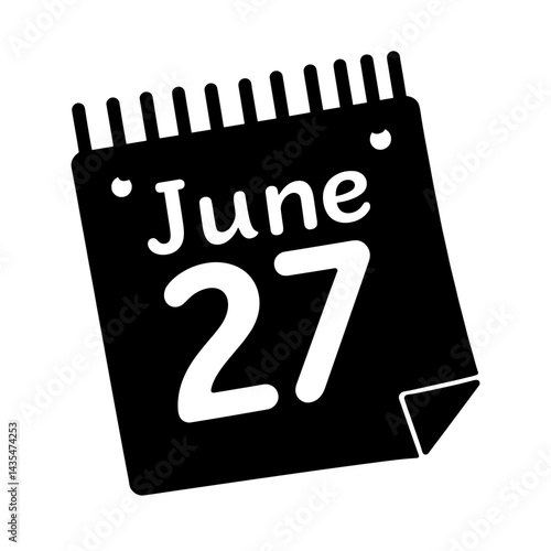 Silhouette of June 27 calendar with awareness ribbon, PTSD awareness