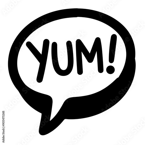 Donut speech bubble silhouette with “Yum!” text, National Donut Day