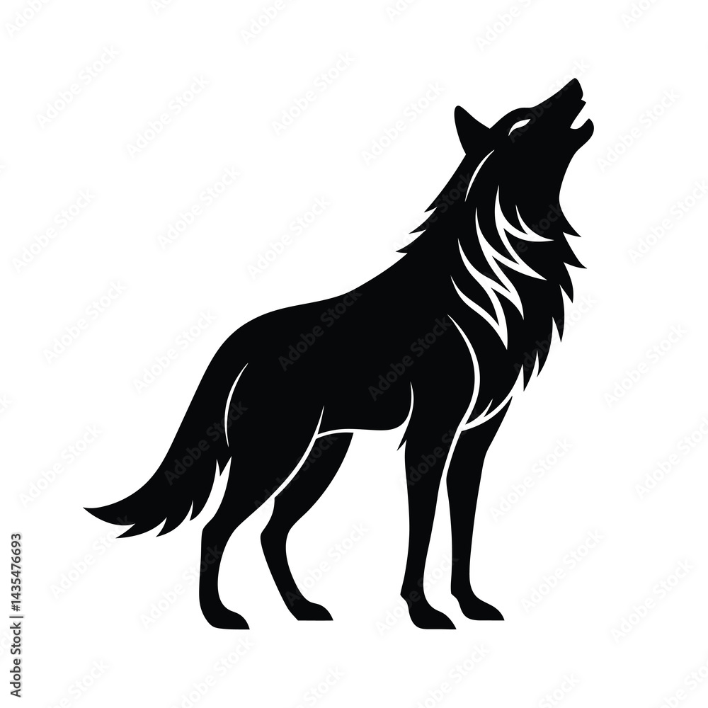 Fototapeta premium vintage howling wolf silhouette vector icon retro