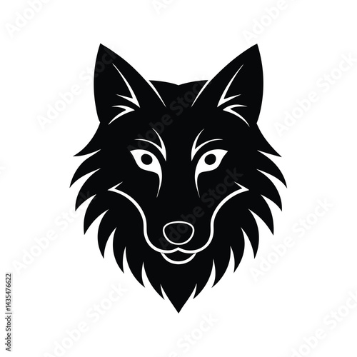 simple clean black wolf head vector silhouette