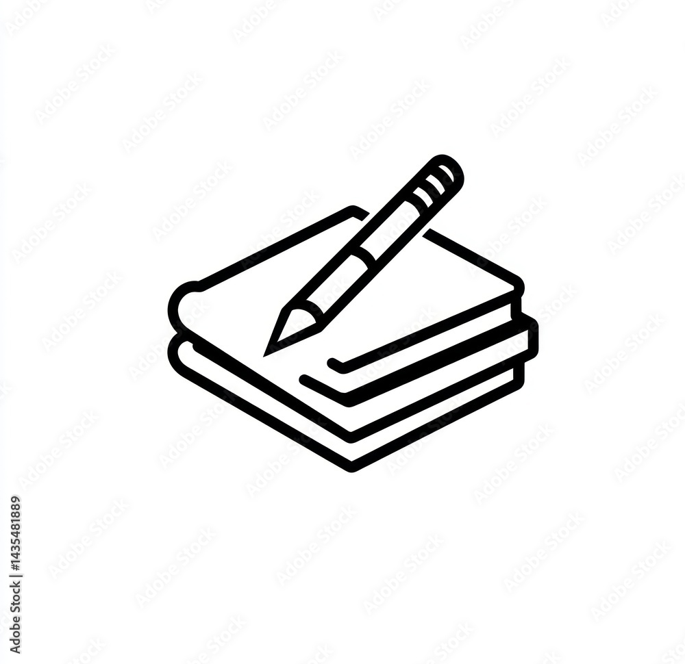 Simple Illustration of a Notepad and Pen Simple Illustration of a Notepad and Pen