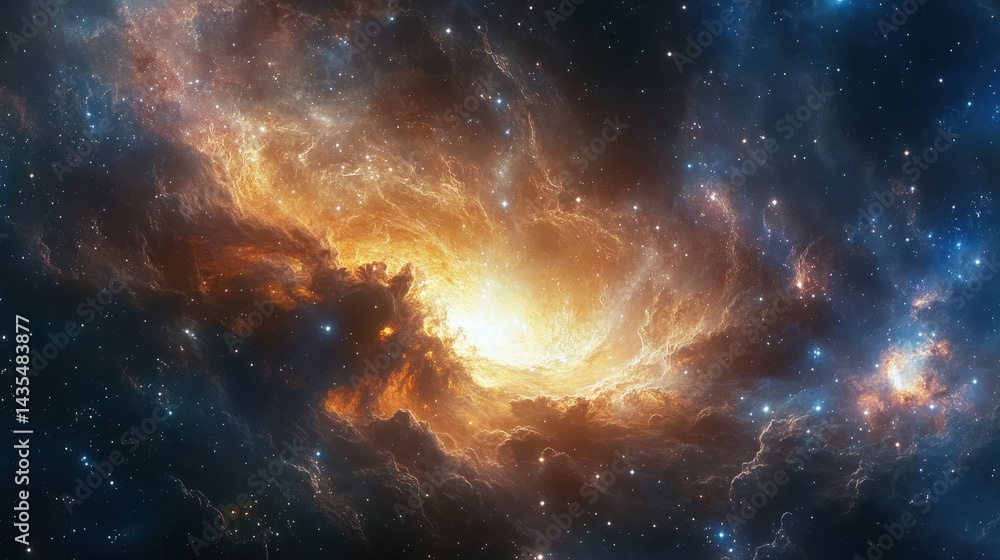 Fototapeta premium Celestial nebulae showcasing vibrant cosmic colors.