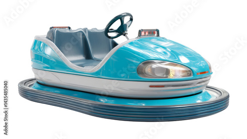 Blue bumper car on transparent background waiting for passengers