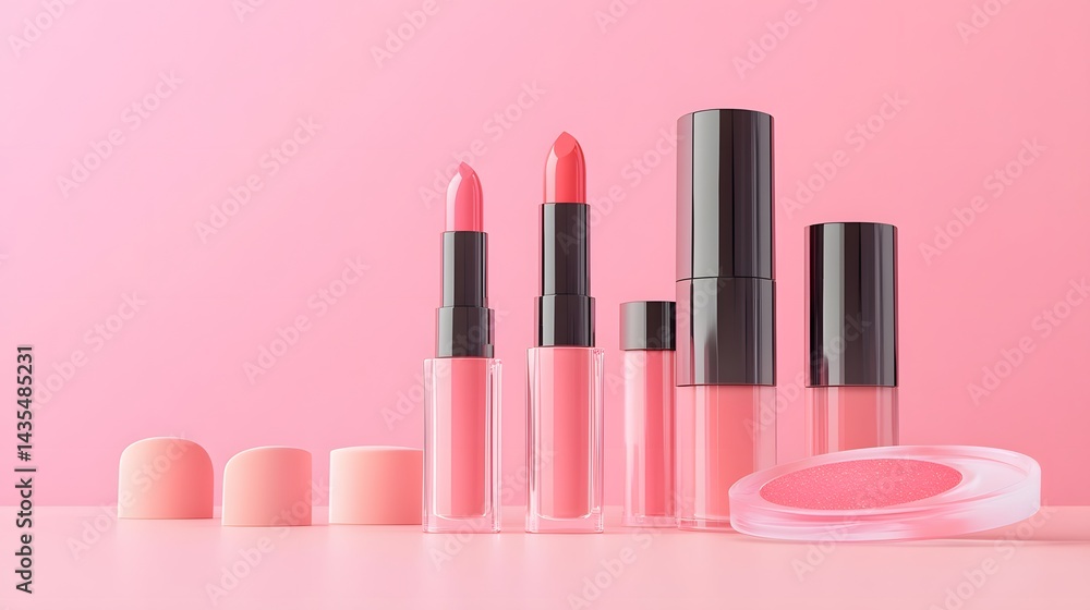Social media viral lip gloss displayed on a minimalist makeup table Social media viral lip gloss displayed on a minimalist makeup table