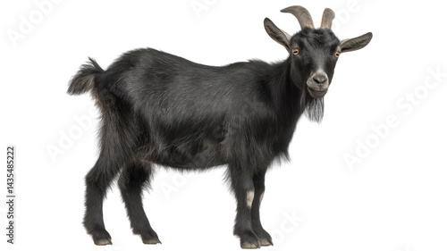 Black goat standing on transparent background