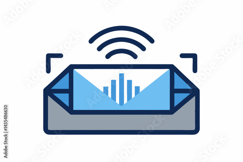 Basic Inbox Tray With Sound Waves Icon
