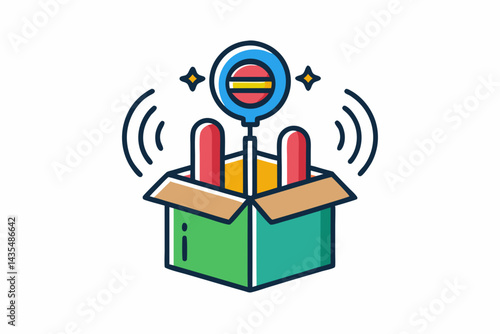 Basic Open Gift Box With Mic And Waves Icon