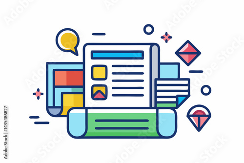 Clean Icon of Newspaper with Communication Elements