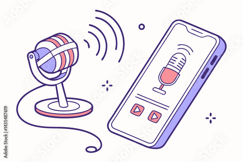 Mobile Phone with Podcast Symbol
