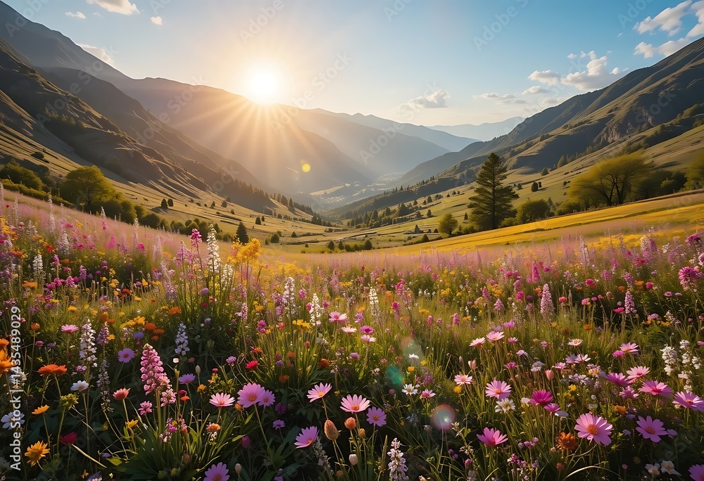 Fototapeta premium alpine meadow with wildflowers