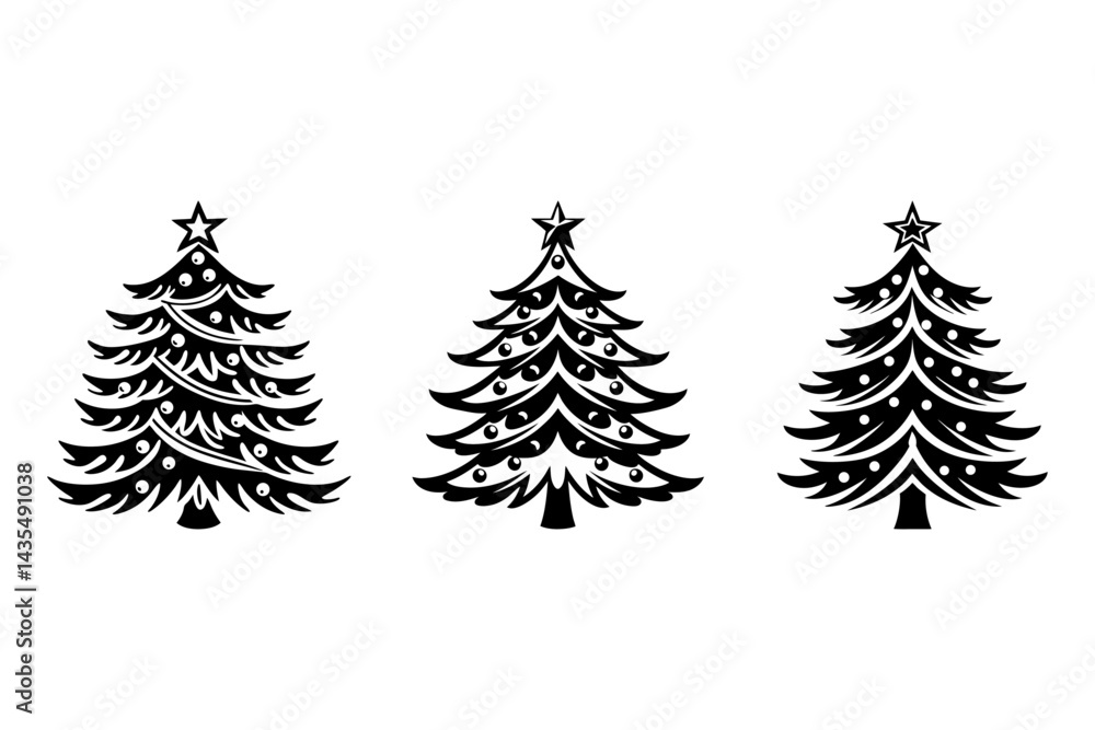 Obraz premium set of xmas tree silhouette vector on tranparent background