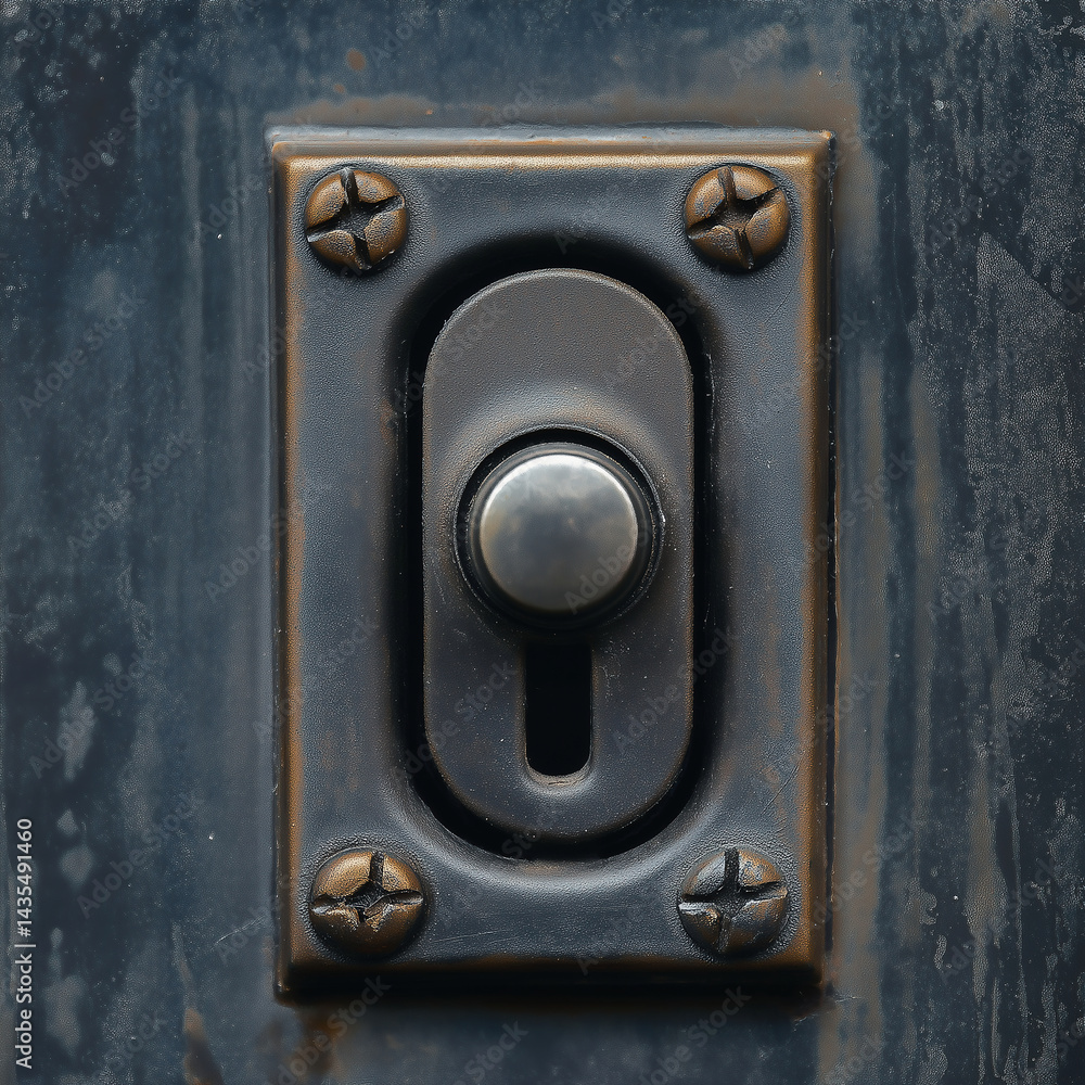 Obraz premium Close-up view of an antique metal switch with visible aged textures