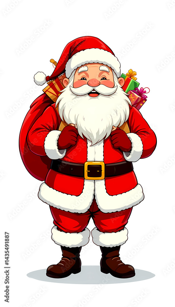 Santa Claus standing with a big red sack full of Christmas gifts Santa Claus standing with a big red sack full of Christmas gifts