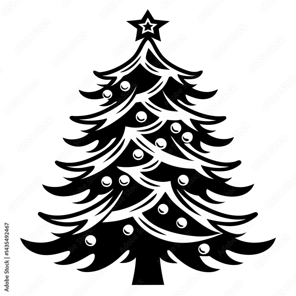 Obraz premium xmas tree silhouette vector on tranparent background