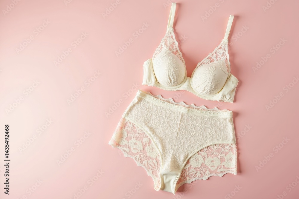 Lingerie set on pink ground Lingerie set on pink ground