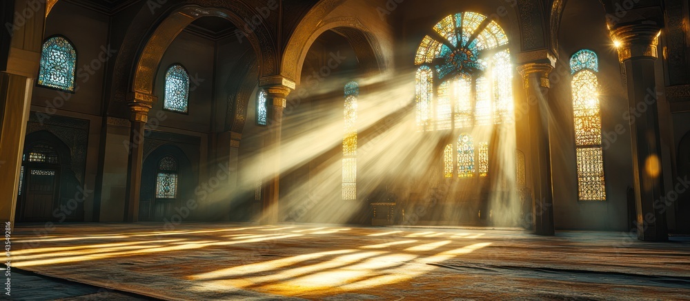 Obraz premium Mosque Interior Sunlight Rays