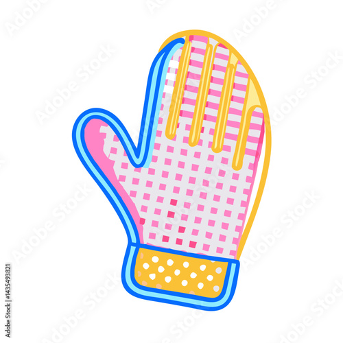 Colorful Cartoon Oven Mitt Icon on Transparent Background
