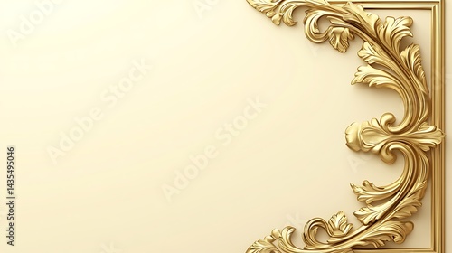 Gold ornate frame with beige background. (7)