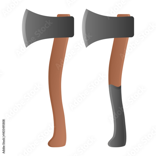 Sharp Wooden Handle Axe Vector. Simple Axe Icon. Iron Axe on White Background.
